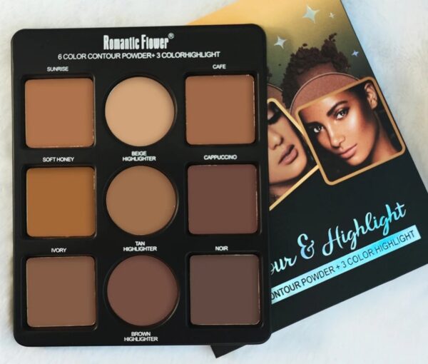 9 colors contour highlight face makeup pressed powder for dark skin